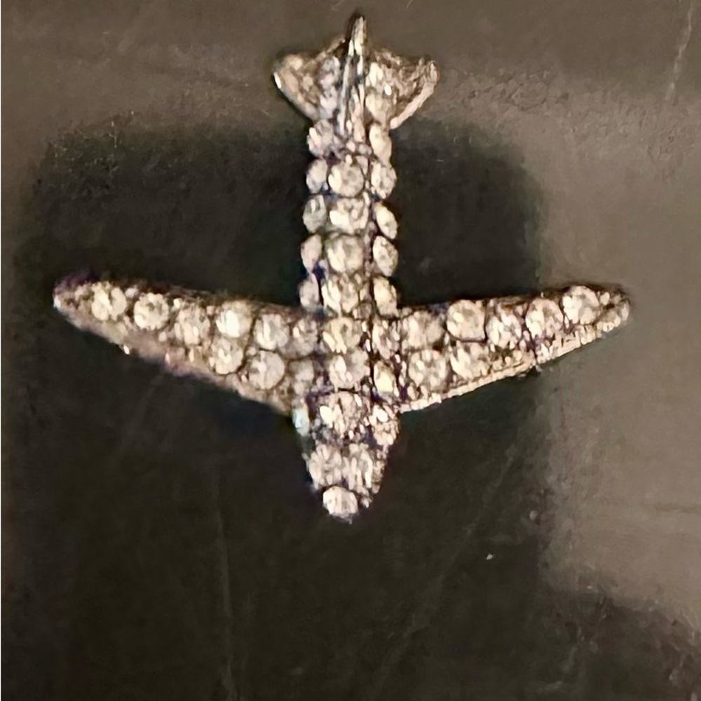 Rhinestone Airplane Pendant